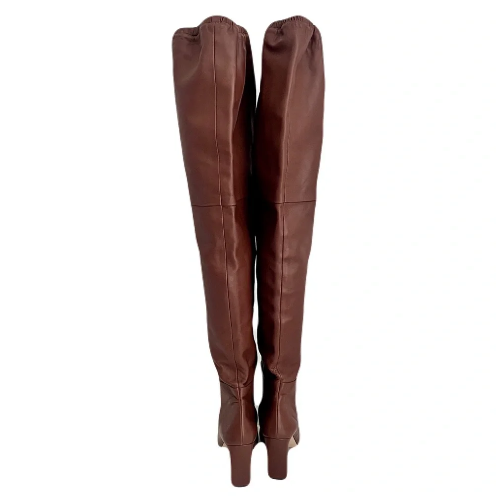 Wandler Brown Leather ‘Anne’ Over The Knee Thigh High, Heeled Boots, Size 40